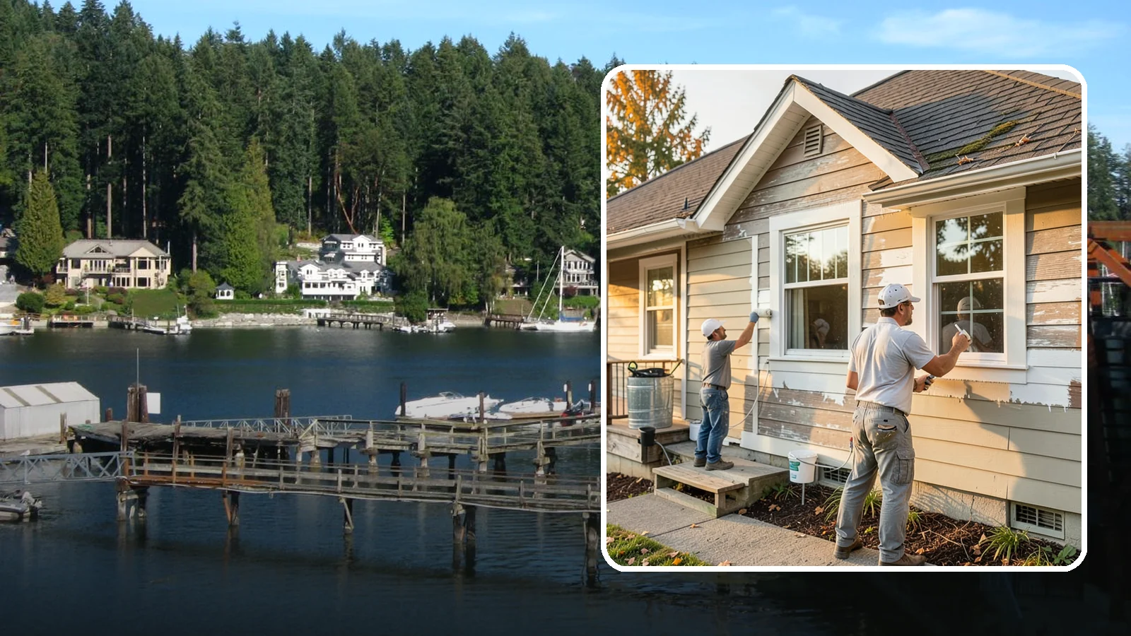 Siding Painting in Gig Harbor, Pierce County, WA - We prep and paint existing siding to renew its appearance and reinforce its defense against PNW moisture.