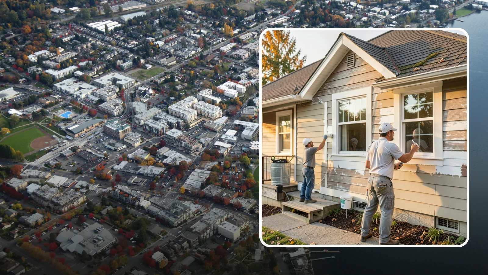 Siding Painting in Kirkland, King County, WA - We prep and paint existing siding to renew its appearance and reinforce its defense against PNW moisture.