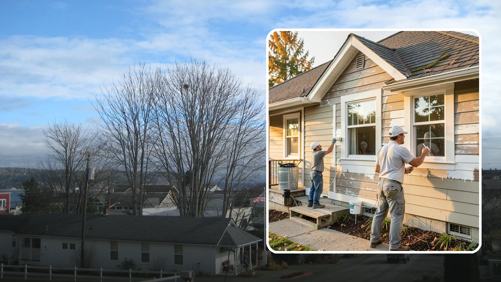 Siding Painting in Langley, Island County, WA - We prep and paint existing siding to renew its appearance and reinforce its defense against PNW moisture.
