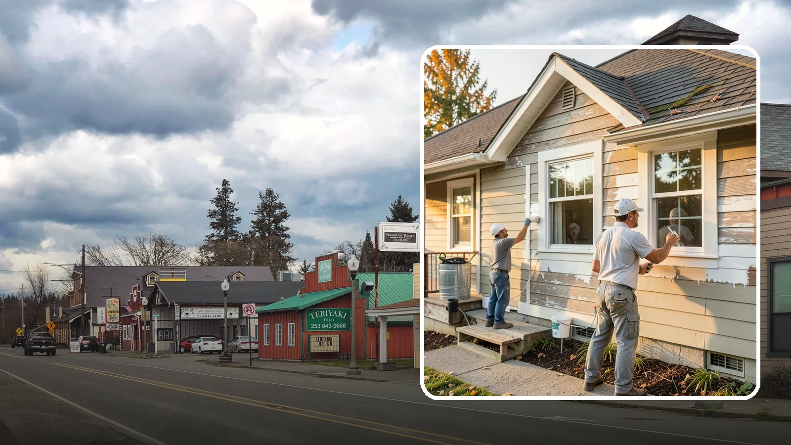 Siding Painting in Roy, Pierce County, WA - We prep and paint existing siding to renew its appearance and reinforce its defense against PNW moisture.