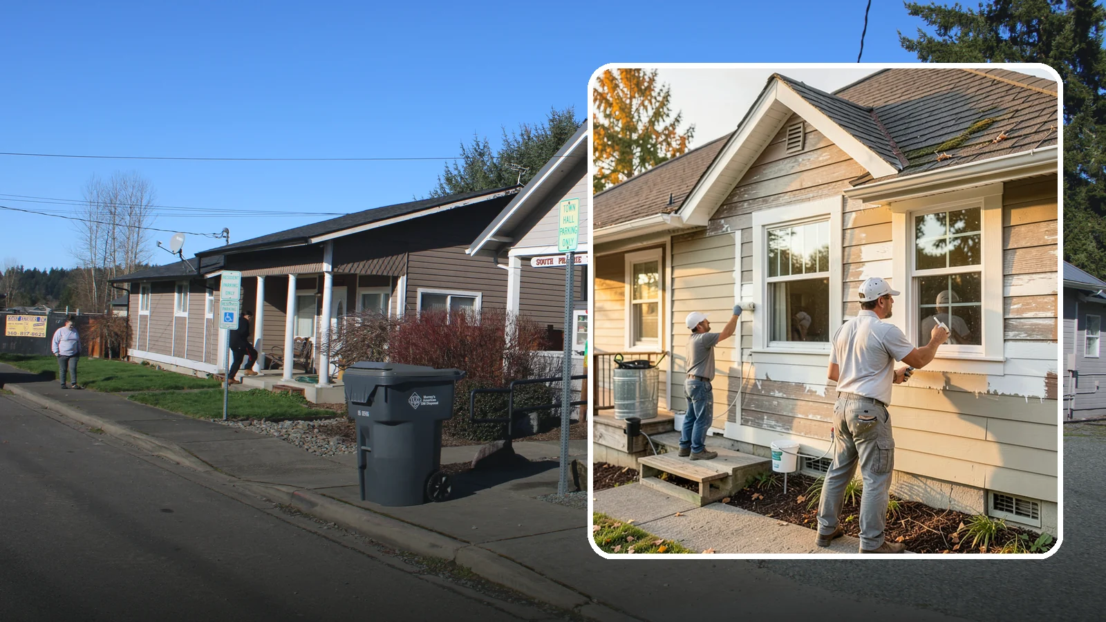 Siding Painting in South Prairie, Pierce County, WA - We prep and paint existing siding to renew its appearance and reinforce its defense against PNW moisture.