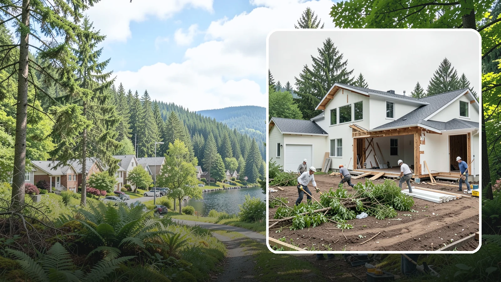 Site Clearing in Lake Forest Park, King County, WA - We clear brush, trees, and obstructions to turn a raw or overgrown lot into a workable building site.