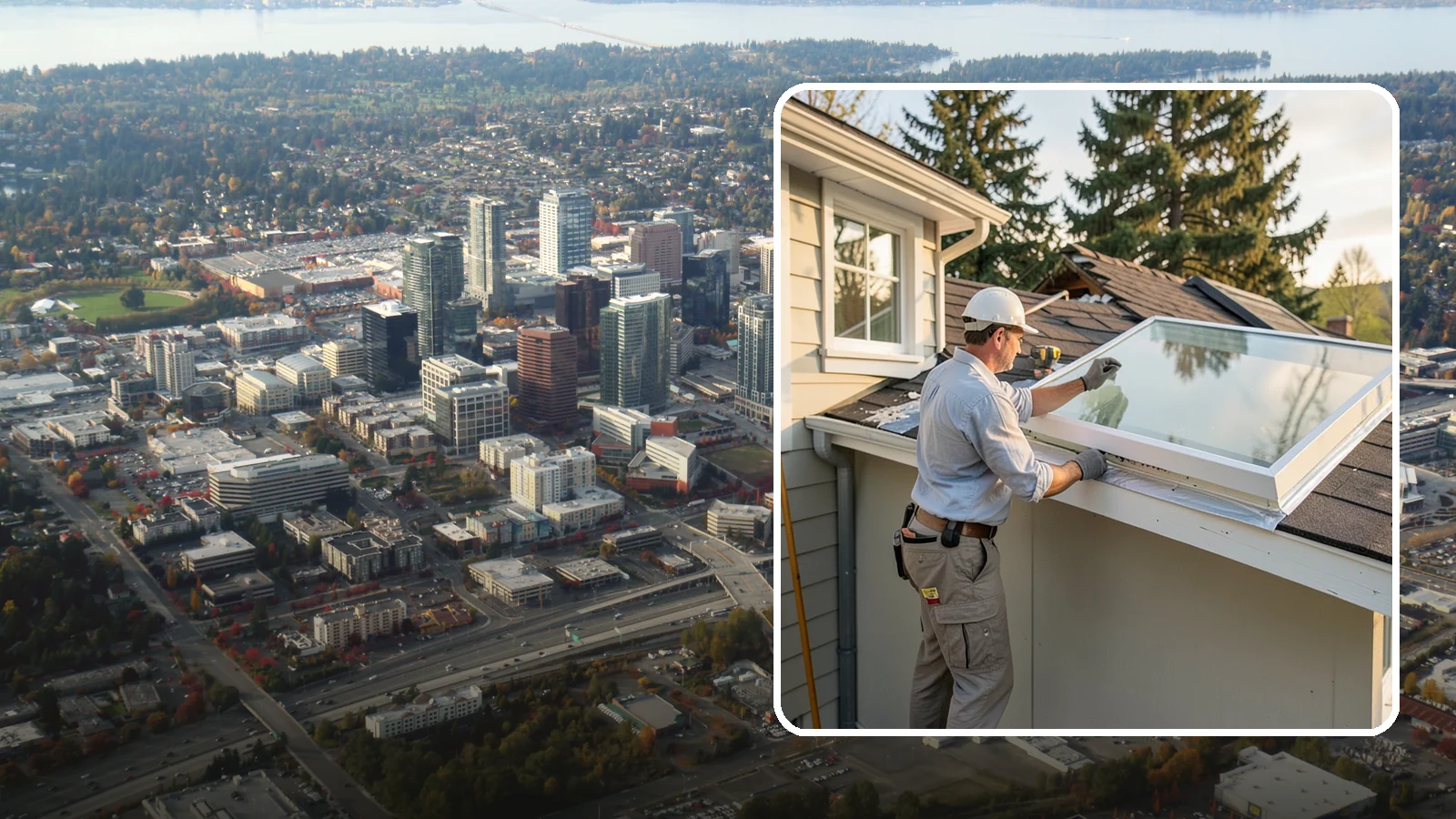 Skylight Replacement in Bellevue, King County, WA - Swap out aging, foggy, or leaking skylights for efficient new units without disturbing your roof.