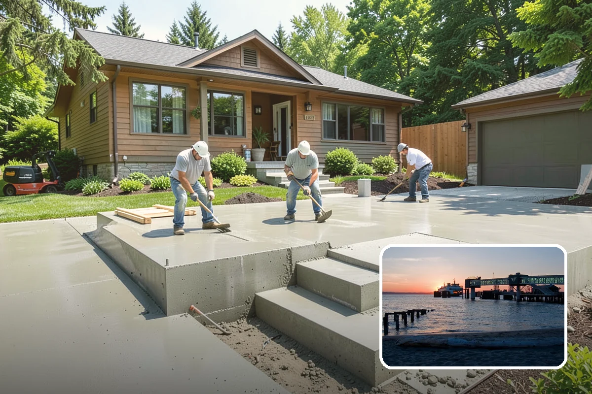 Slab Foundation Installation in Edmonds, Snohomish County, WA - One integrated pour that serves as footing and floor