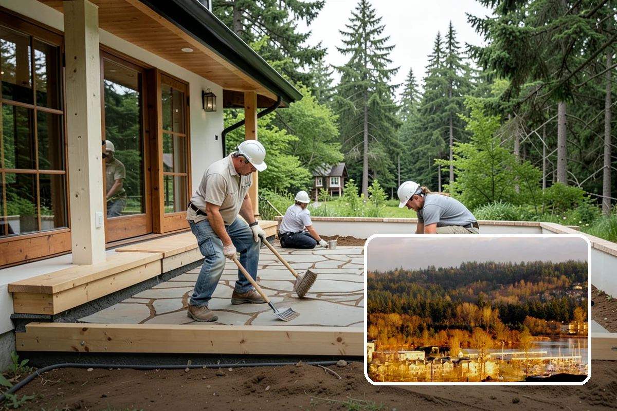 Slab Foundation Installation in Kenmore, King County, WA - One integrated pour that serves as footing and floor
