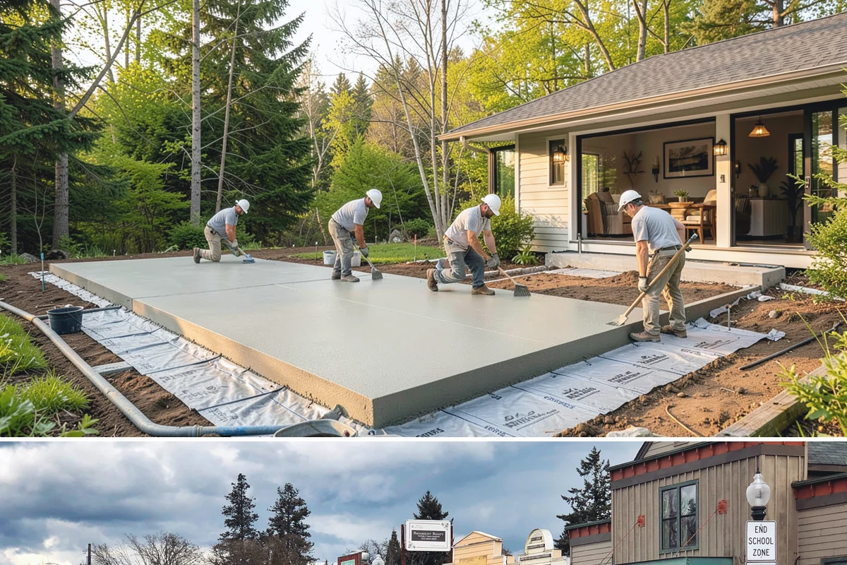 Slab Foundation Installation in Roy, Pierce County, WA - Slab pours favor drier days