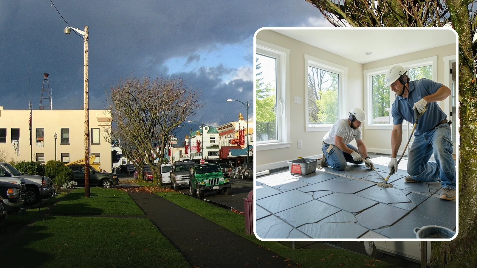 Slate Flooring Installation in Arlington, Snohomish County, WA - Rugged slate flooring installation that delivers natural slip resistance and earthy texture for high-traffic areas.