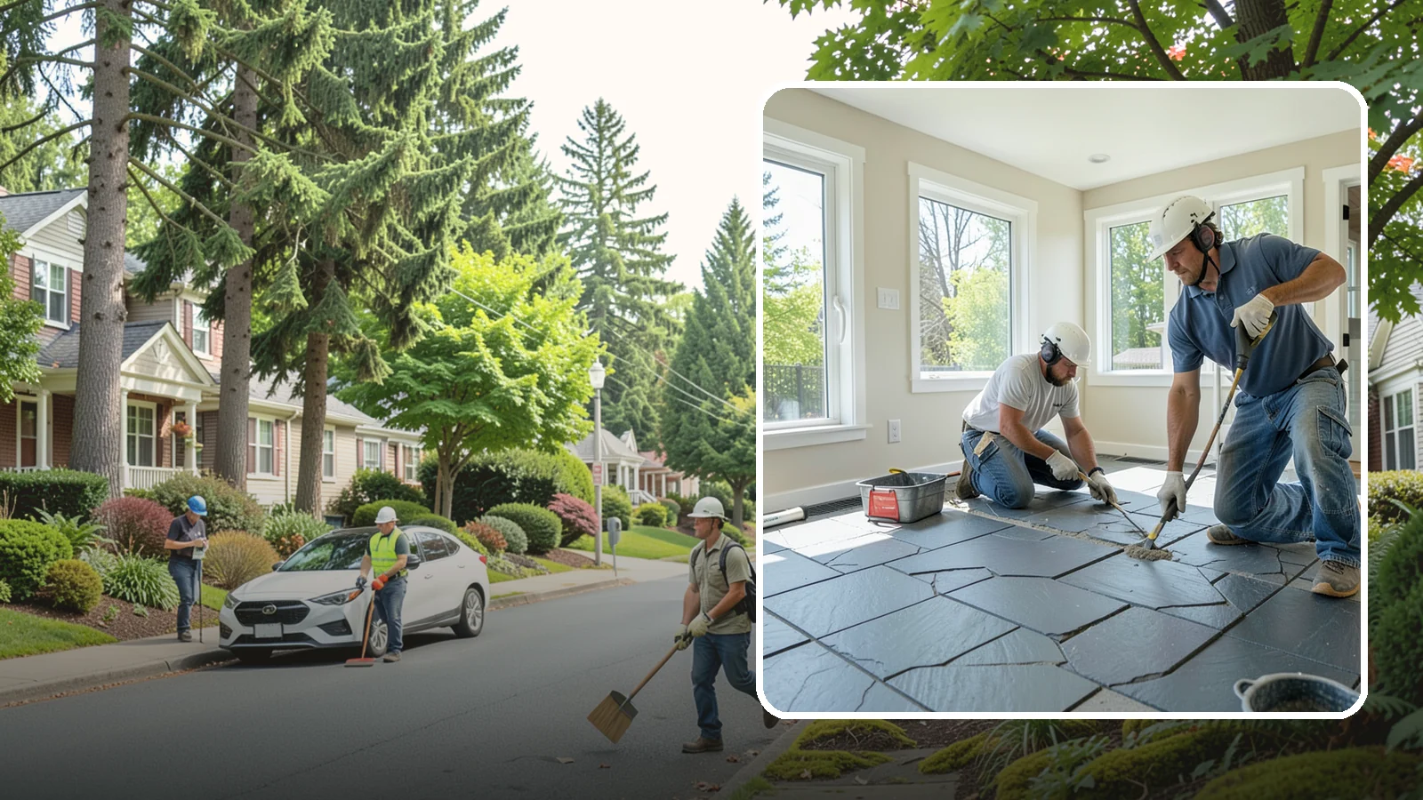 Slate Flooring Installation in Beaux Arts Village, King County, WA - Rugged slate flooring installation that delivers natural slip resistance and earthy texture for high-traffic areas.