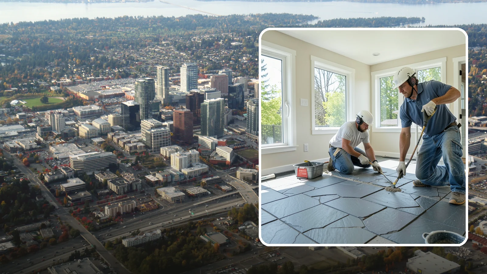 Slate Flooring Installation in Bellevue, King County, WA - Rugged slate flooring installation that delivers natural slip resistance and earthy texture for high-traffic areas.