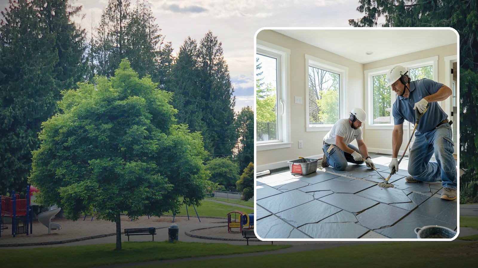 Slate Flooring Installation in Bonney Lake, Pierce County, WA - Rugged slate flooring installation that delivers natural slip resistance and earthy texture for high-traffic areas.
