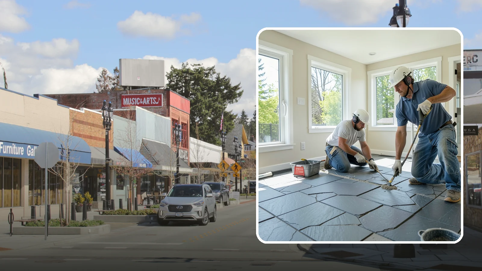 Slate Flooring Installation in Bothell, King County, WA - Rugged slate flooring installation that delivers natural slip resistance and earthy texture for high-traffic areas.