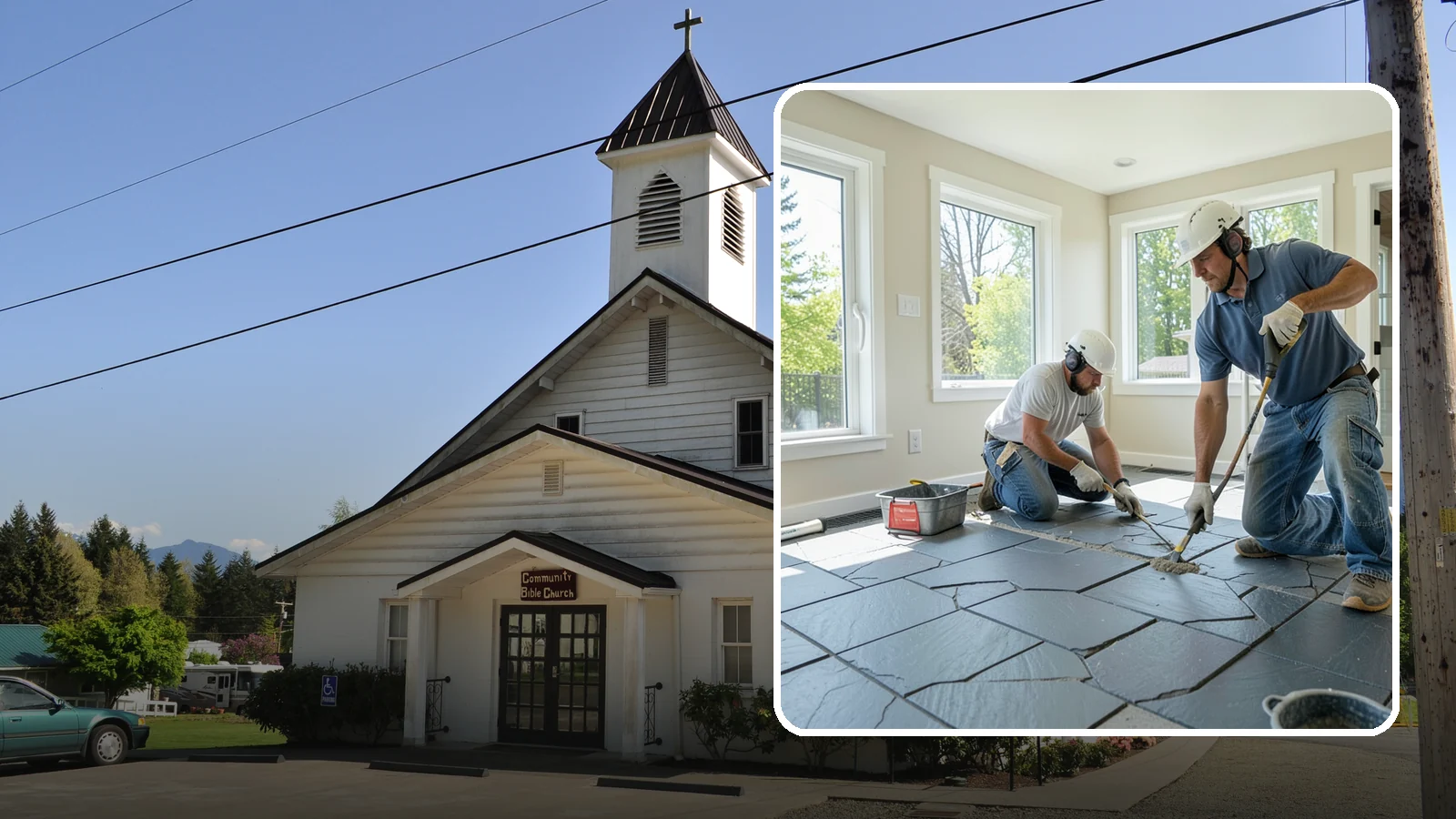 Slate Flooring Installation in Concrete, Skagit County, WA - Rugged slate flooring installation that delivers natural slip resistance and earthy texture for high-traffic areas.
