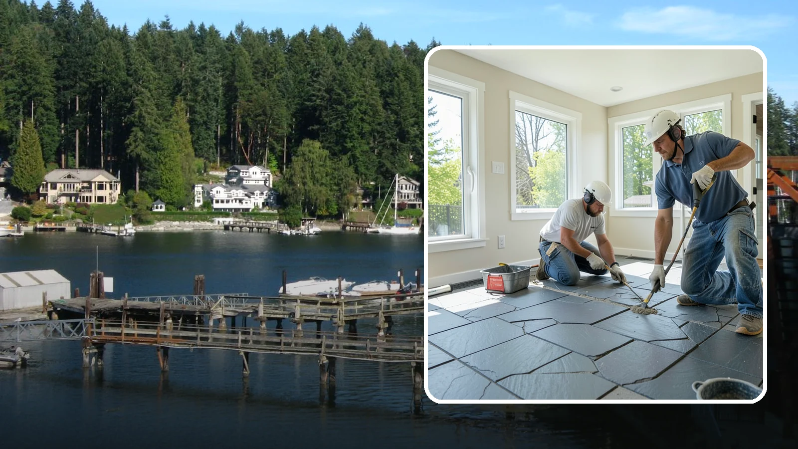 Slate Flooring Installation in Gig Harbor, Pierce County, WA - Rugged slate flooring installation that delivers natural slip resistance and earthy texture for high-traffic areas.