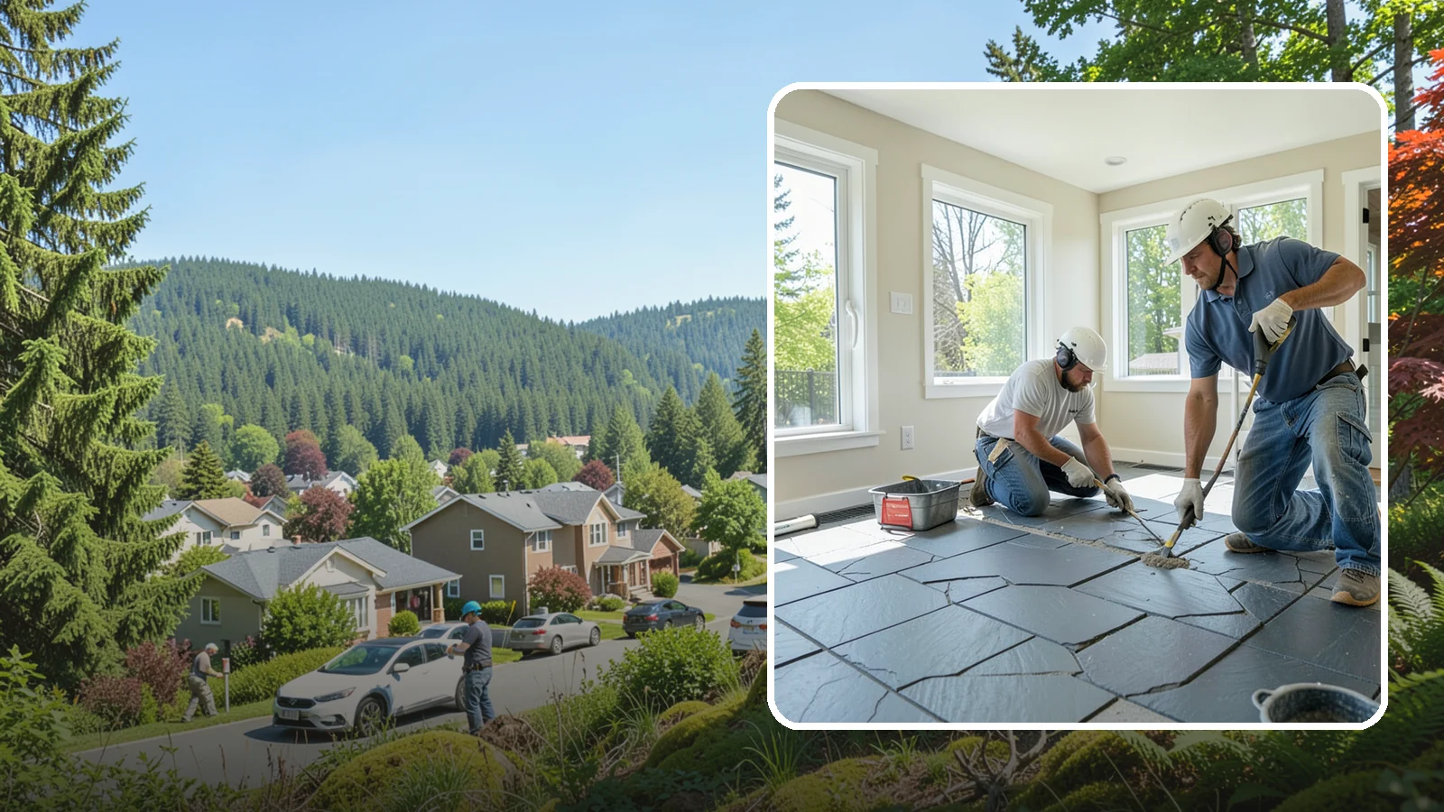 Slate Flooring Installation in Index, Snohomish County, WA - Rugged slate flooring installation that delivers natural slip resistance and earthy texture for high-traffic areas.
