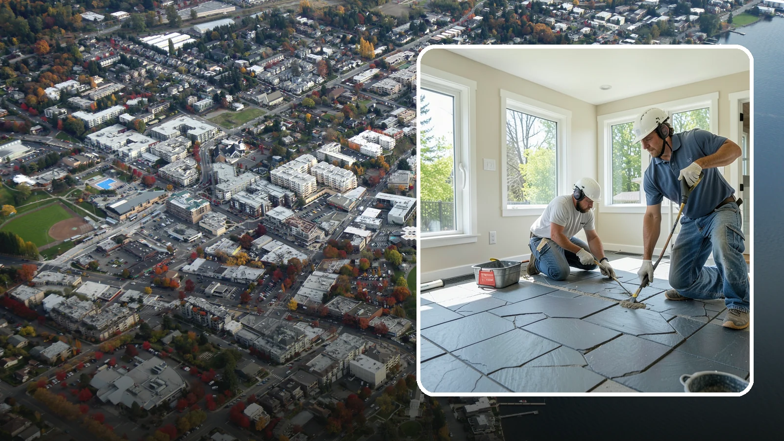 Slate Flooring Installation in Kirkland, King County, WA - Rugged slate flooring installation that delivers natural slip resistance and earthy texture for high-traffic areas.