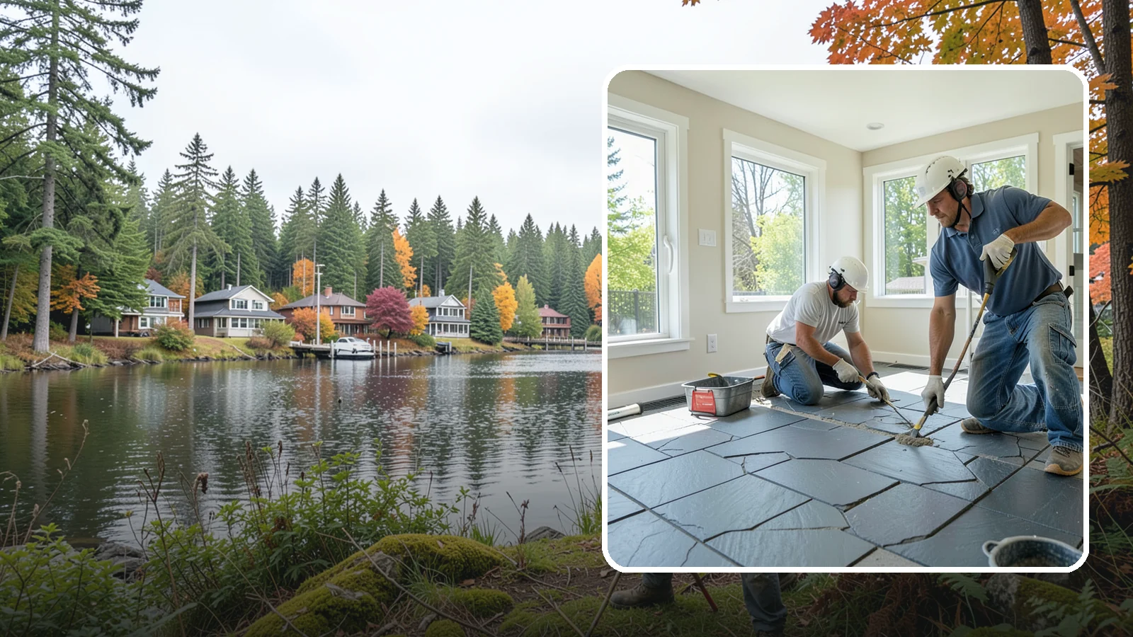 Slate Flooring Installation in La Conner, Skagit County, WA - Rugged slate flooring installation that delivers natural slip resistance and earthy texture for high-traffic areas.