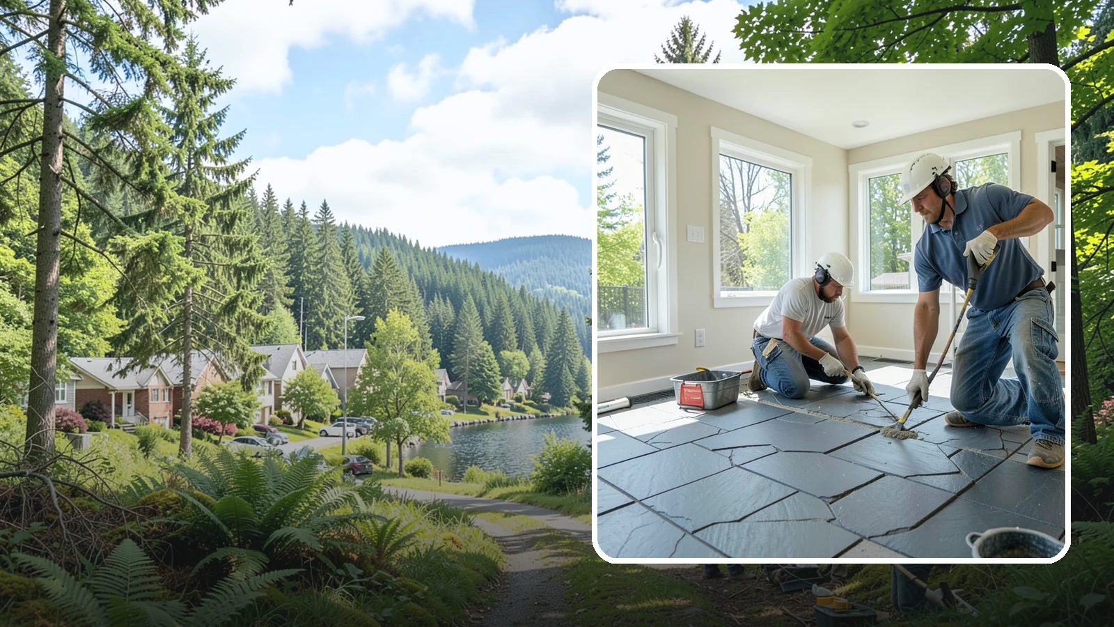 Slate Flooring Installation in Lake Forest Park, King County, WA - Rugged slate flooring installation that delivers natural slip resistance and earthy texture for high-traffic areas.