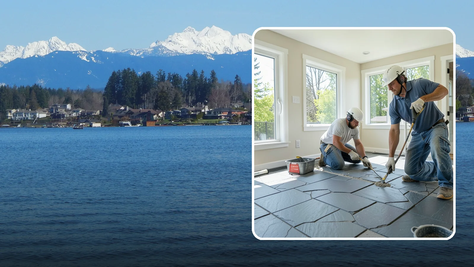 Slate Flooring Installation in Lake Stevens, Snohomish County, WA - Rugged slate flooring installation that delivers natural slip resistance and earthy texture for high-traffic areas.