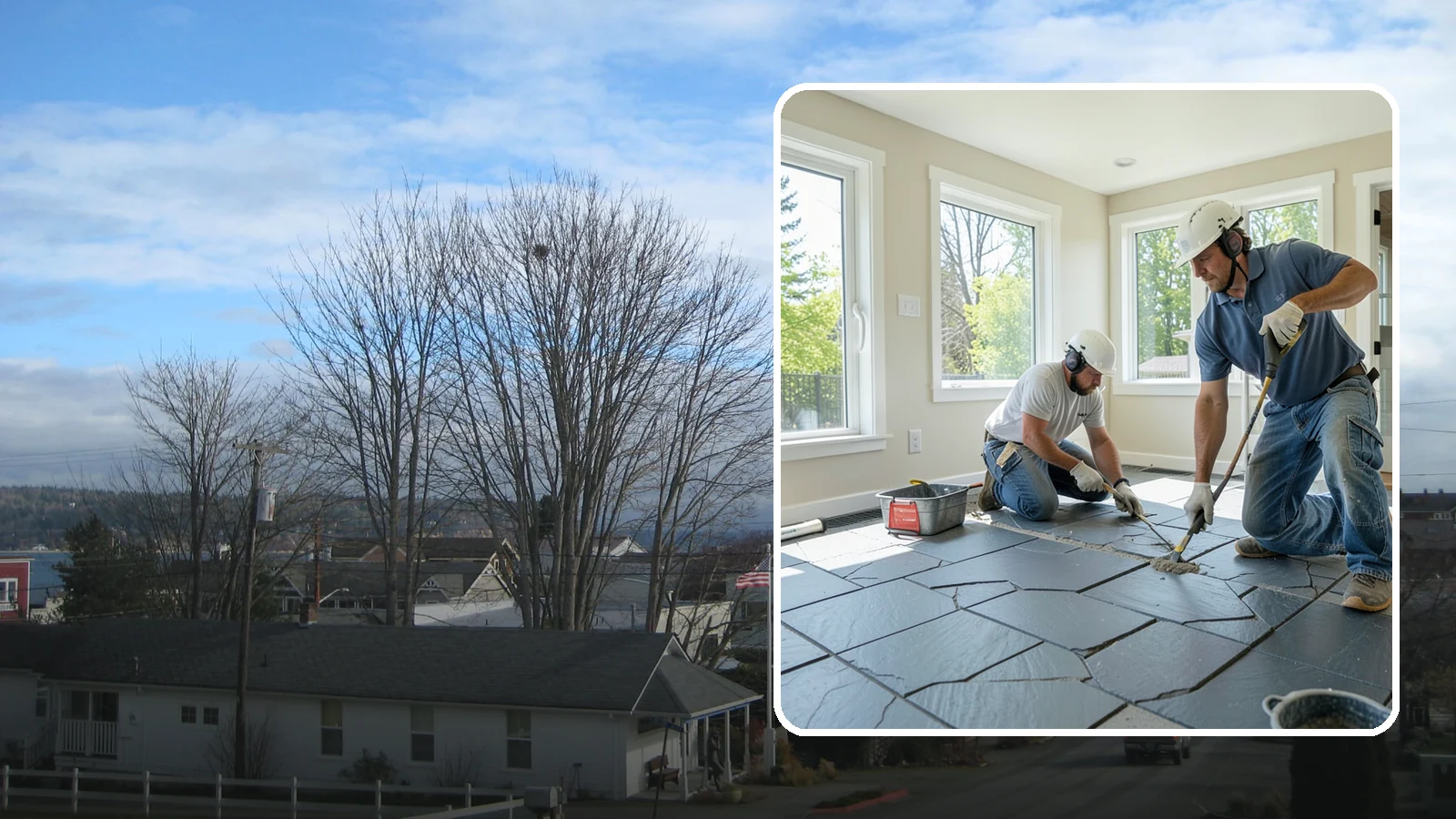 Slate Flooring Installation in Langley, Island County, WA - Rugged slate flooring installation that delivers natural slip resistance and earthy texture for high-traffic areas.