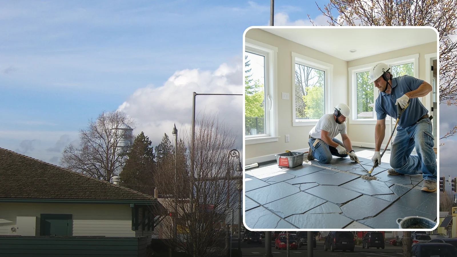 Slate Flooring Installation in Marysville, Snohomish County, WA - Rugged slate flooring installation that delivers natural slip resistance and earthy texture for high-traffic areas.