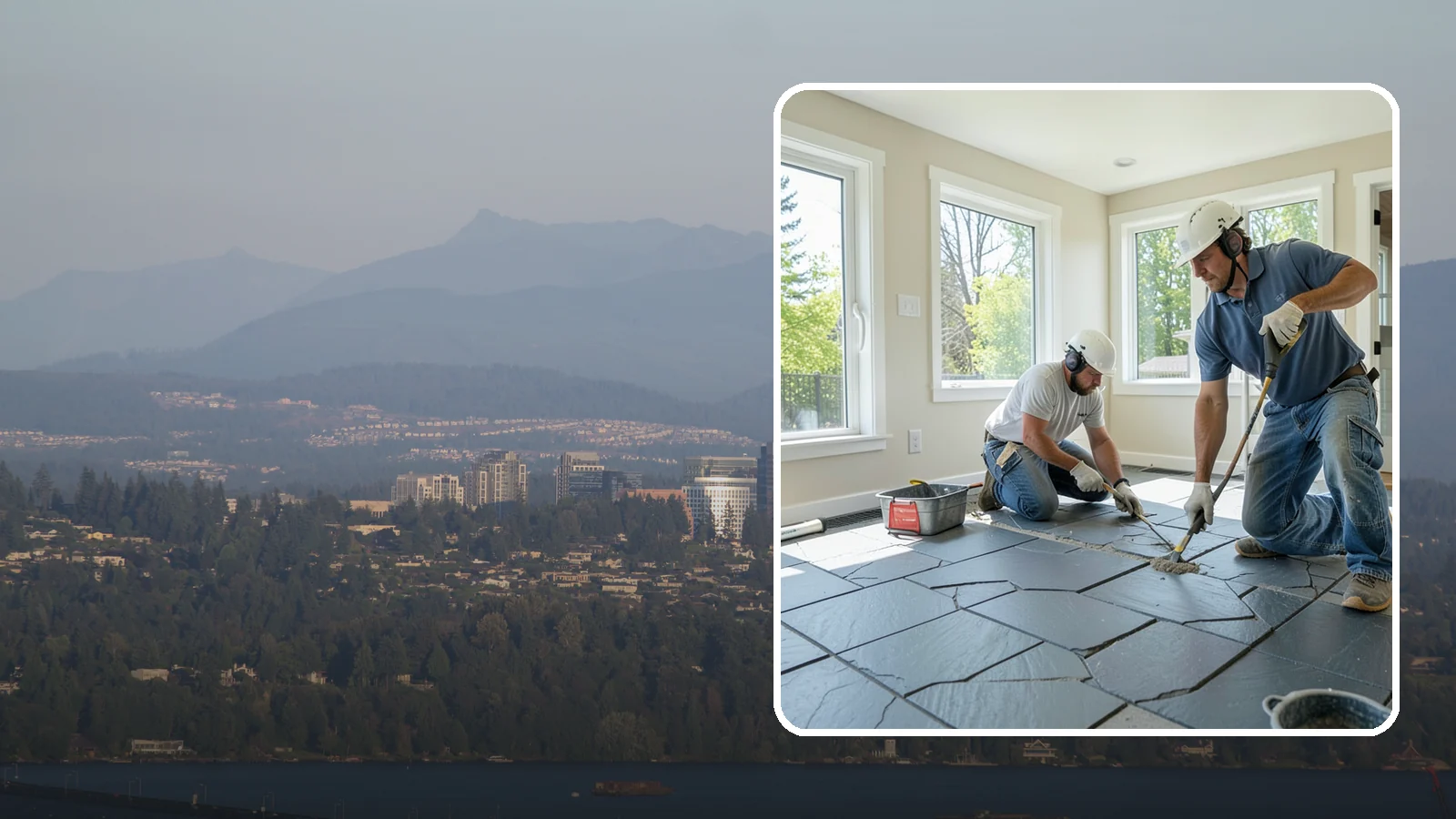 Slate Flooring Installation in Medina, King County, WA - Rugged slate flooring installation that delivers natural slip resistance and earthy texture for high-traffic areas.
