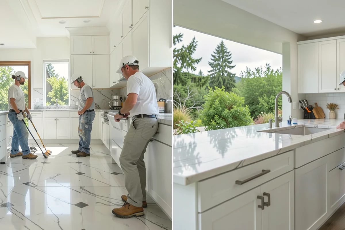 Slate Flooring Installation in Monroe, Snohomish County, WA - Sort slate tiles for color and thickness