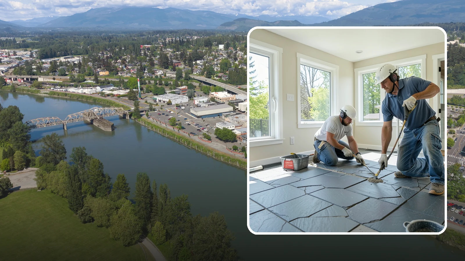 Slate Flooring Installation in Mount Vernon, Skagit County, WA - Rugged slate flooring installation that delivers natural slip resistance and earthy texture for high-traffic areas.