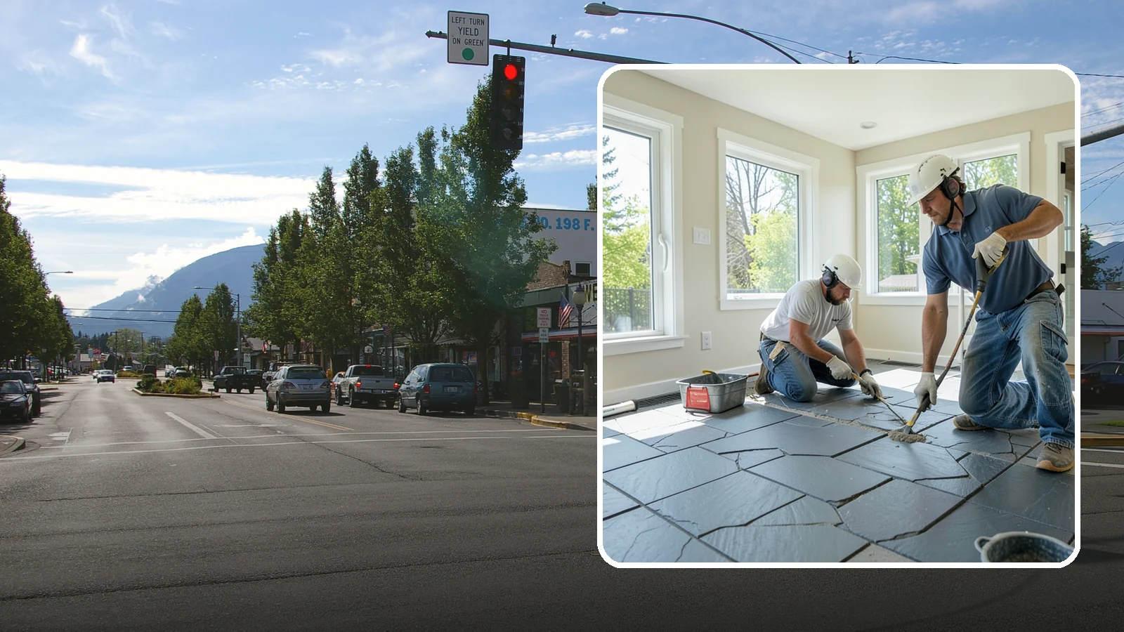 Slate Flooring Installation in North Bend, King County, WA - Rugged slate flooring installation that delivers natural slip resistance and earthy texture for high-traffic areas.