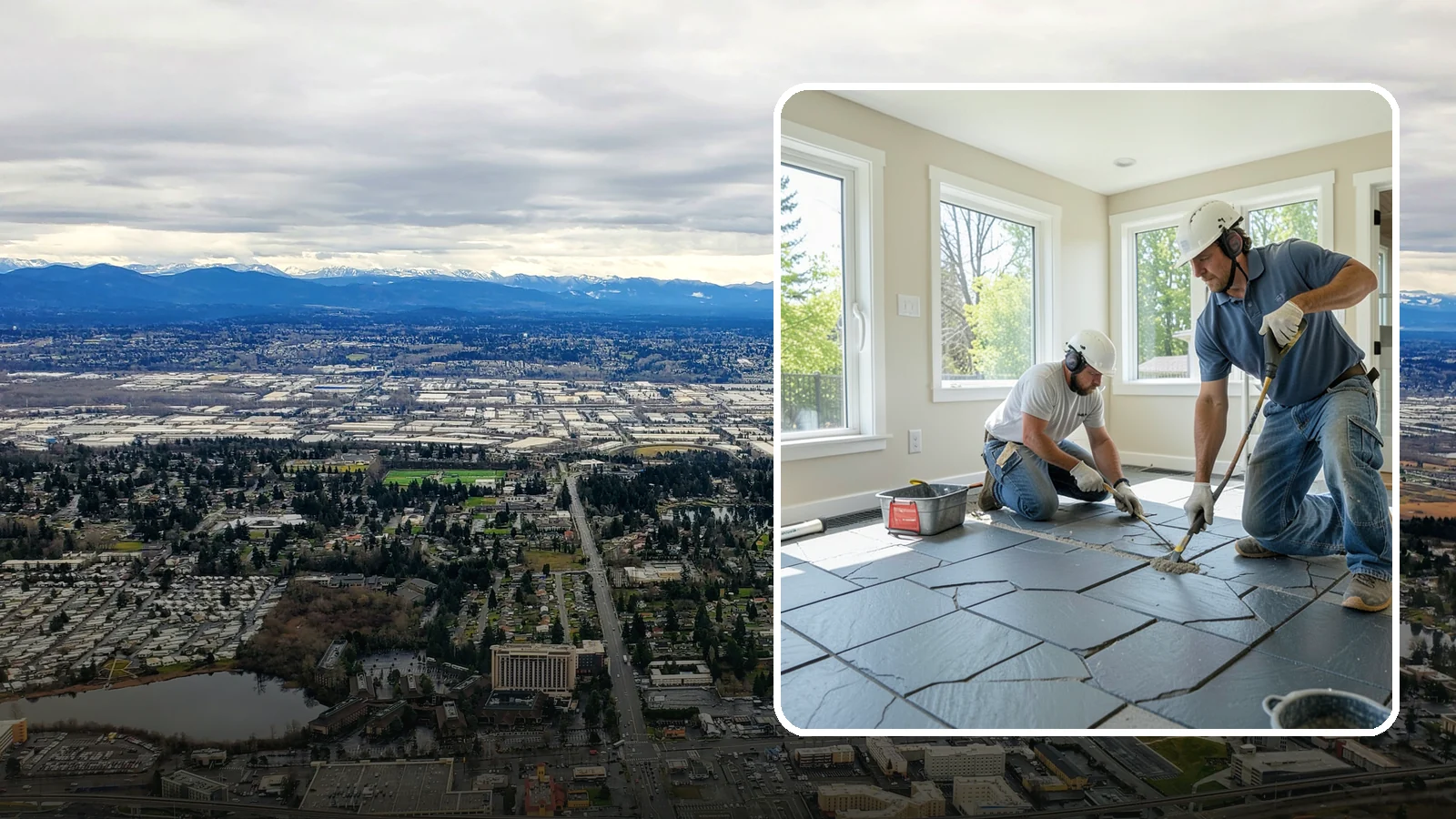 Slate Flooring Installation in SeaTac, King County, WA - Rugged slate flooring installation that delivers natural slip resistance and earthy texture for high-traffic areas.