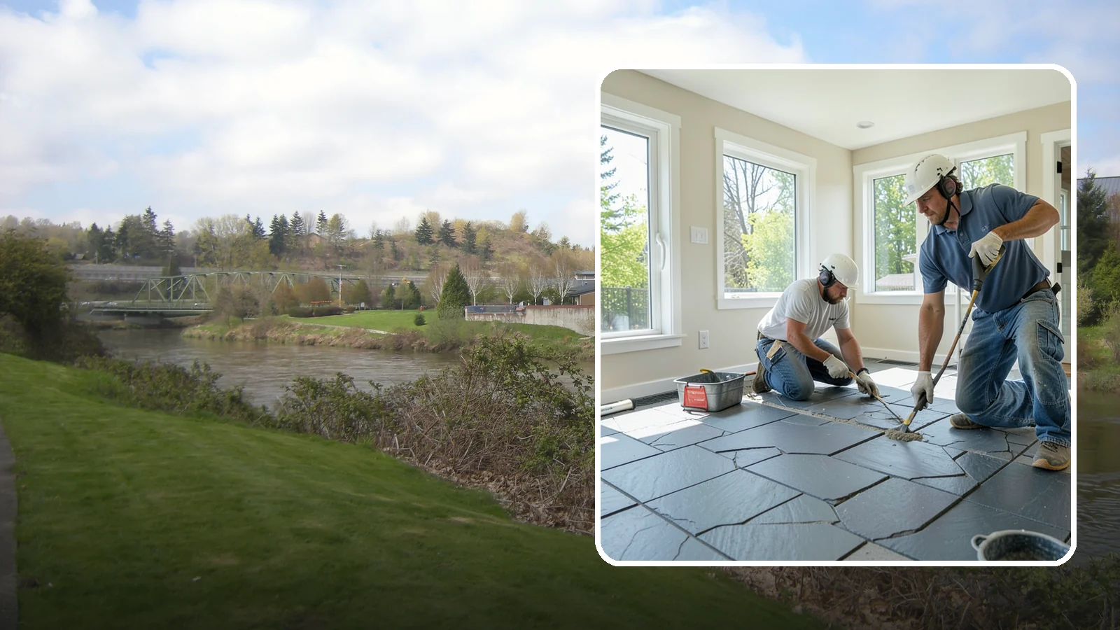 Slate Flooring Installation in Tukwila, King County, WA - Rugged slate flooring installation that delivers natural slip resistance and earthy texture for high-traffic areas.