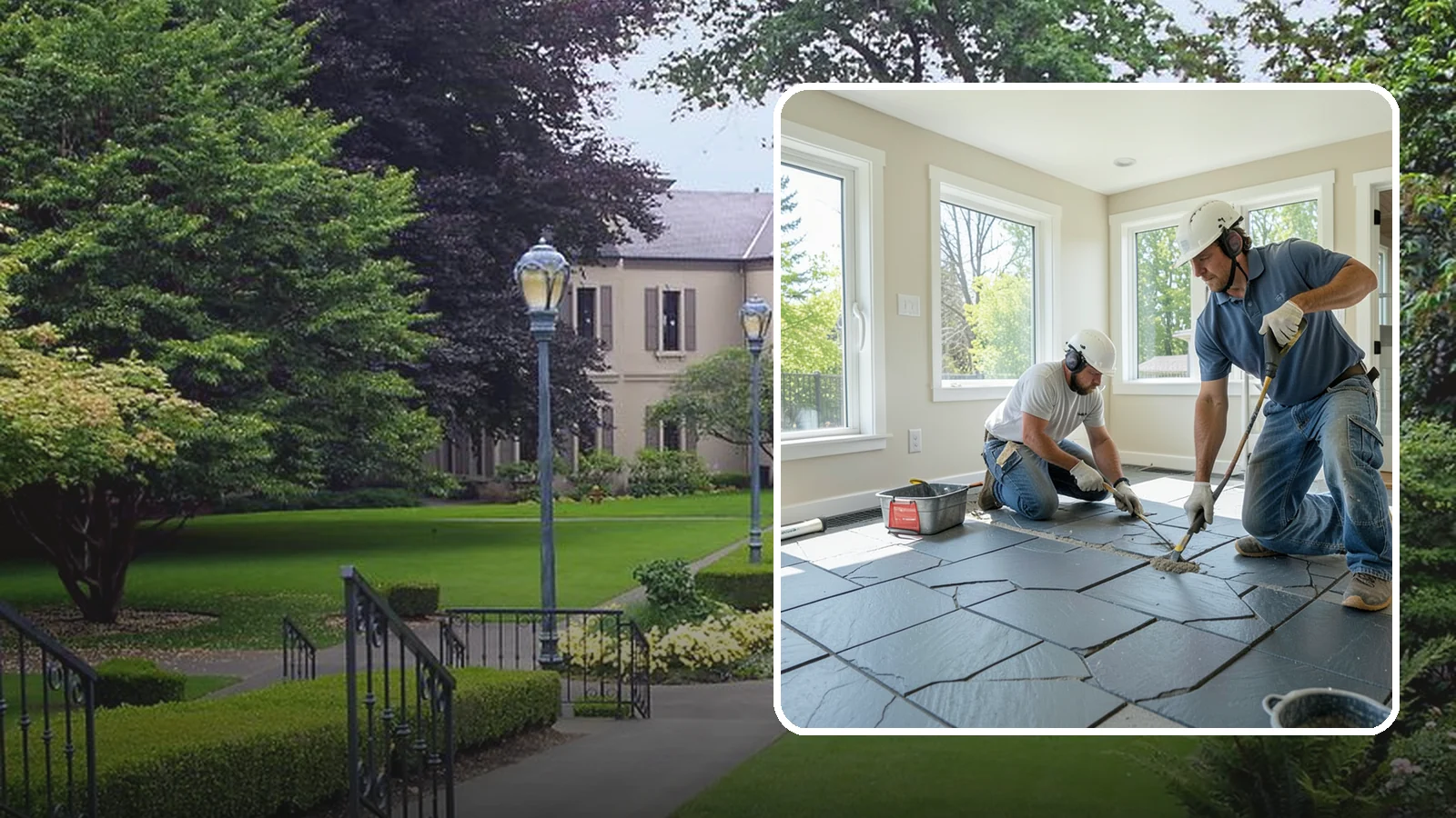 Slate Flooring Installation in Woodinville, King County, WA - Rugged slate flooring installation that delivers natural slip resistance and earthy texture for high-traffic areas.