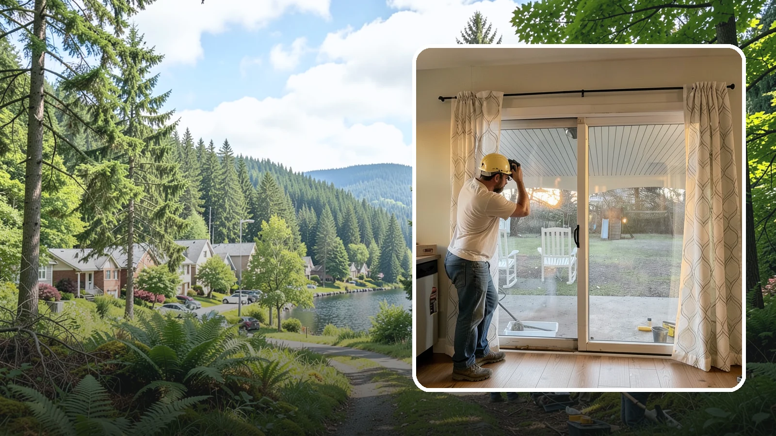 Sliding Glass Door Installation in Lake Forest Park, King County, WA - Space-saving sliding glass doors that maximize light and glide smoothly for easy backyard access.