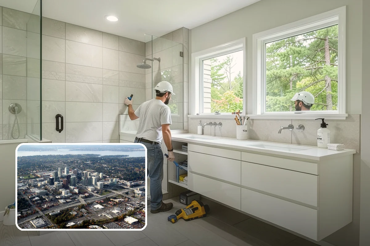 Small Bathroom Remodel in Bellevue, King County, WA - Creates a sense of openness in a tight footprint