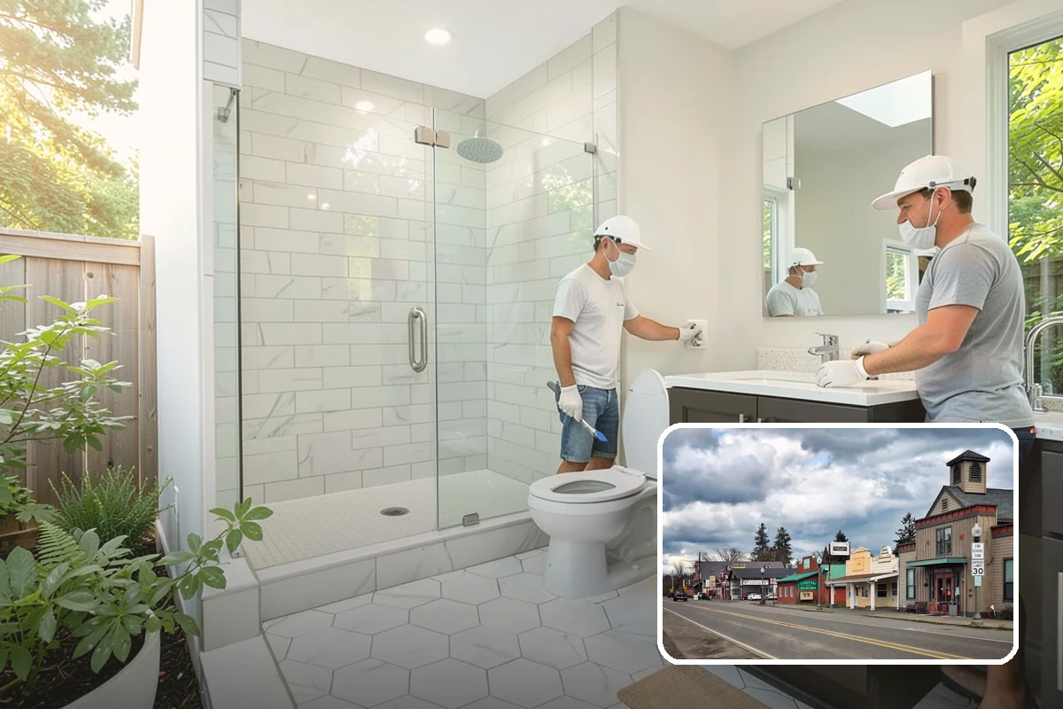 Small Bathroom Remodel in Roy, Pierce County, WA - Creates a sense of openness in a tight footprint