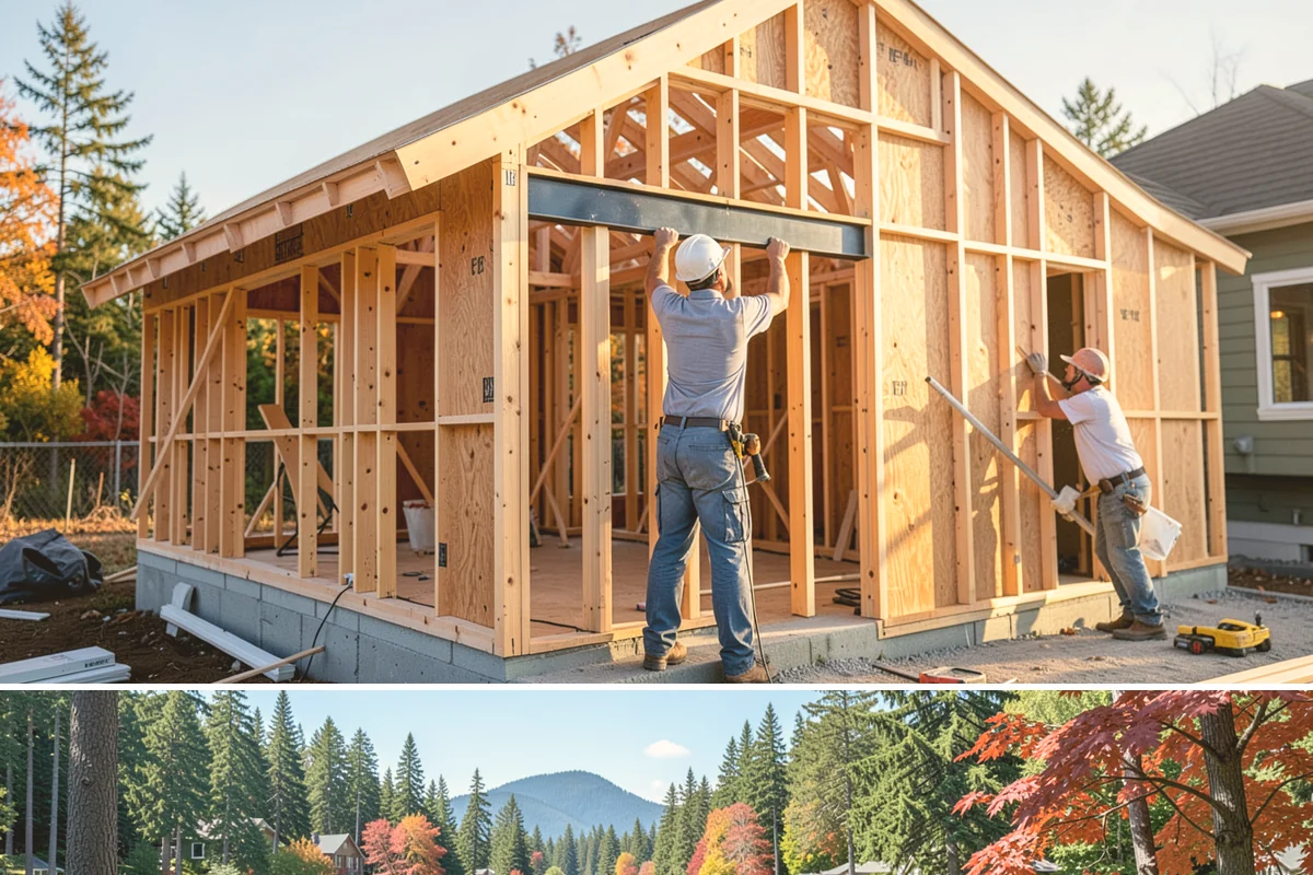 Solarium Construction in Covington, King County, WA - Glass-roof installation is scheduled for dry weather to guarantee watertight seals before the rains return.