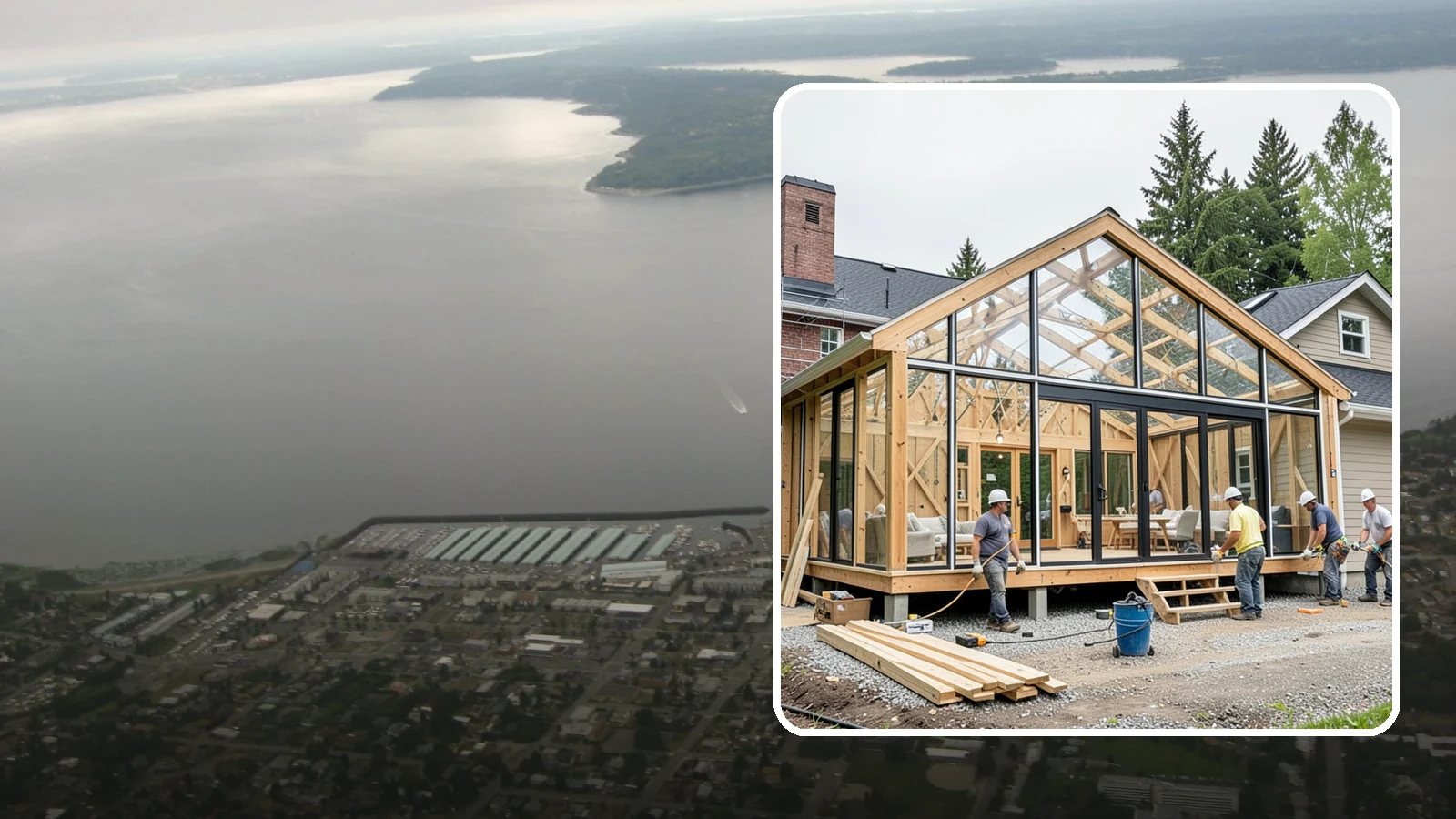 Solarium Construction in Des Moines, King County, WA - A glass-roofed, glass-walled room built to capture maximum sunlight and warmth.