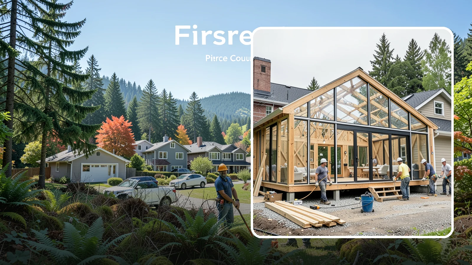Solarium Construction in Fircrest, Pierce County, WA - A glass-roofed, glass-walled room built to capture maximum sunlight and warmth.