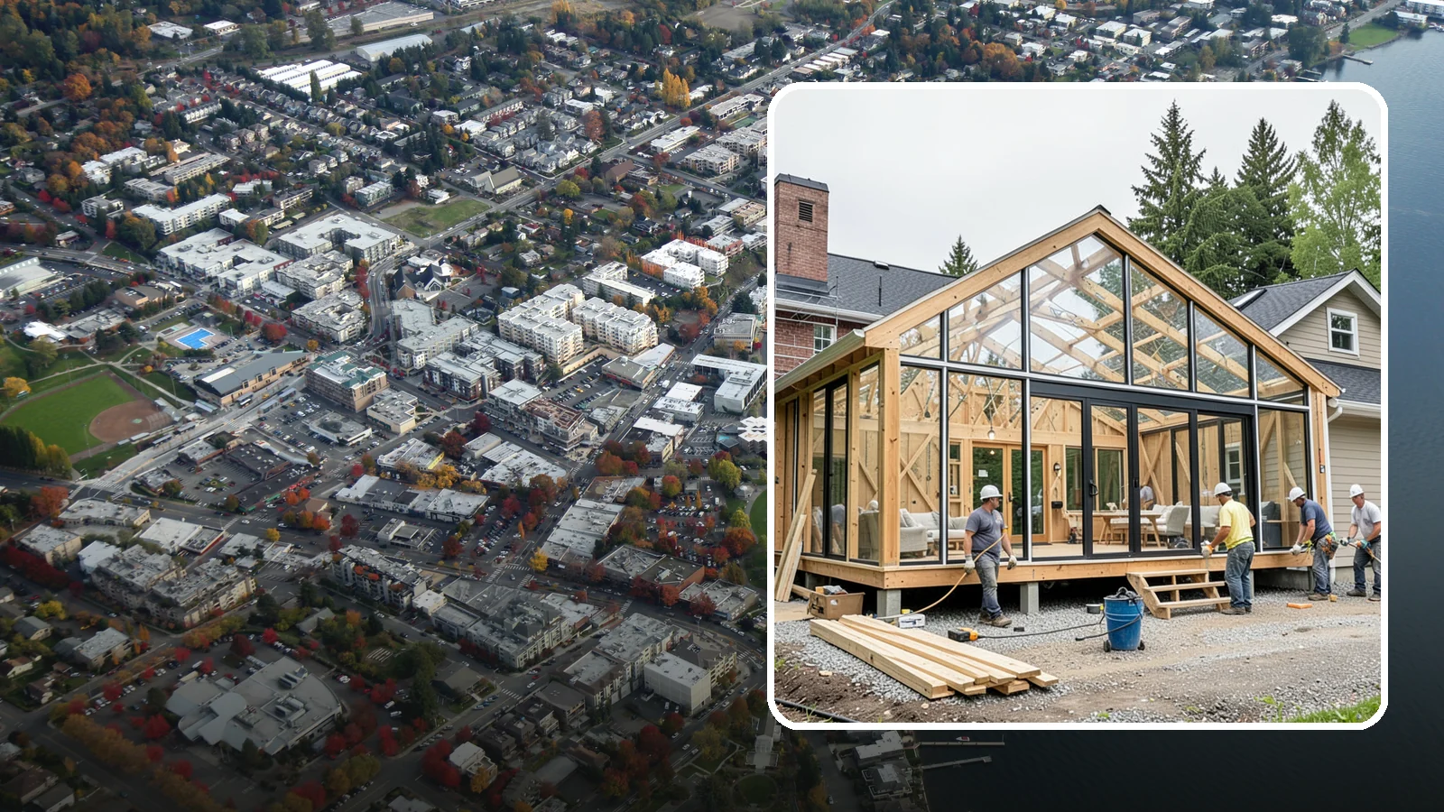 Solarium Construction in Kirkland, King County, WA - A glass-roofed, glass-walled room built to capture maximum sunlight and warmth.