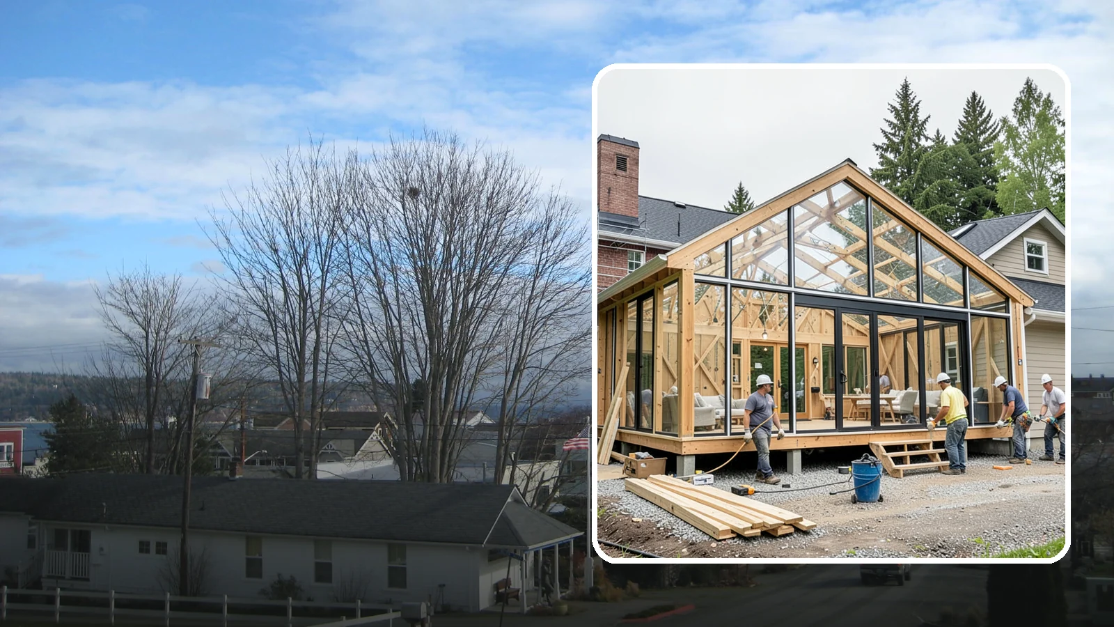 Solarium Construction in Langley, Island County, WA - A glass-roofed, glass-walled room built to capture maximum sunlight and warmth.