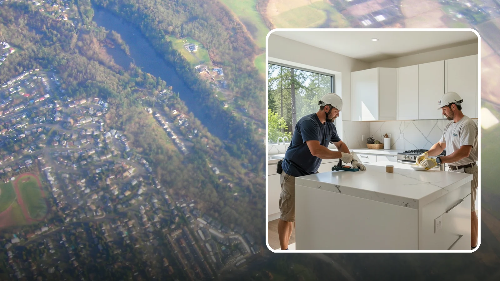 Solid Surface Countertop Installation in Algona, King County, WA - Seamless solid surface countertop installation with integrated sinks and virtually invisible joints.
