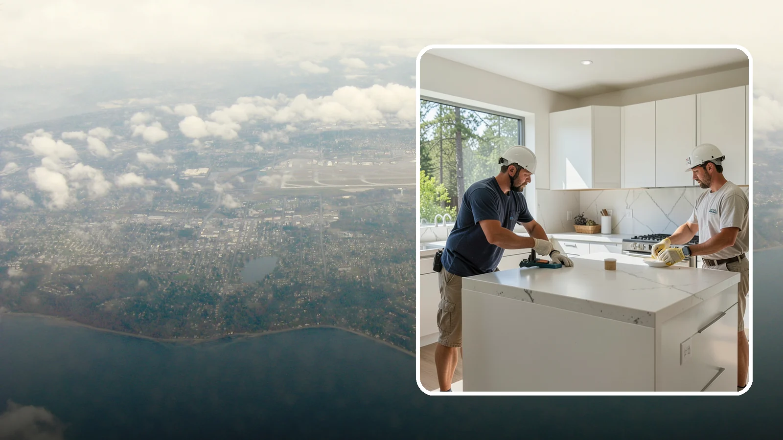 Solid Surface Countertop Installation in Burien, King County, WA - Seamless solid surface countertop installation with integrated sinks and virtually invisible joints.