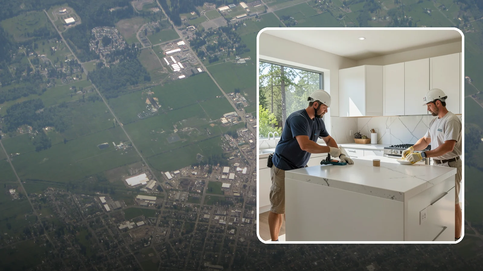 Solid Surface Countertop Installation in Enumclaw, King County, WA - Seamless solid surface countertop installation with integrated sinks and virtually invisible joints.