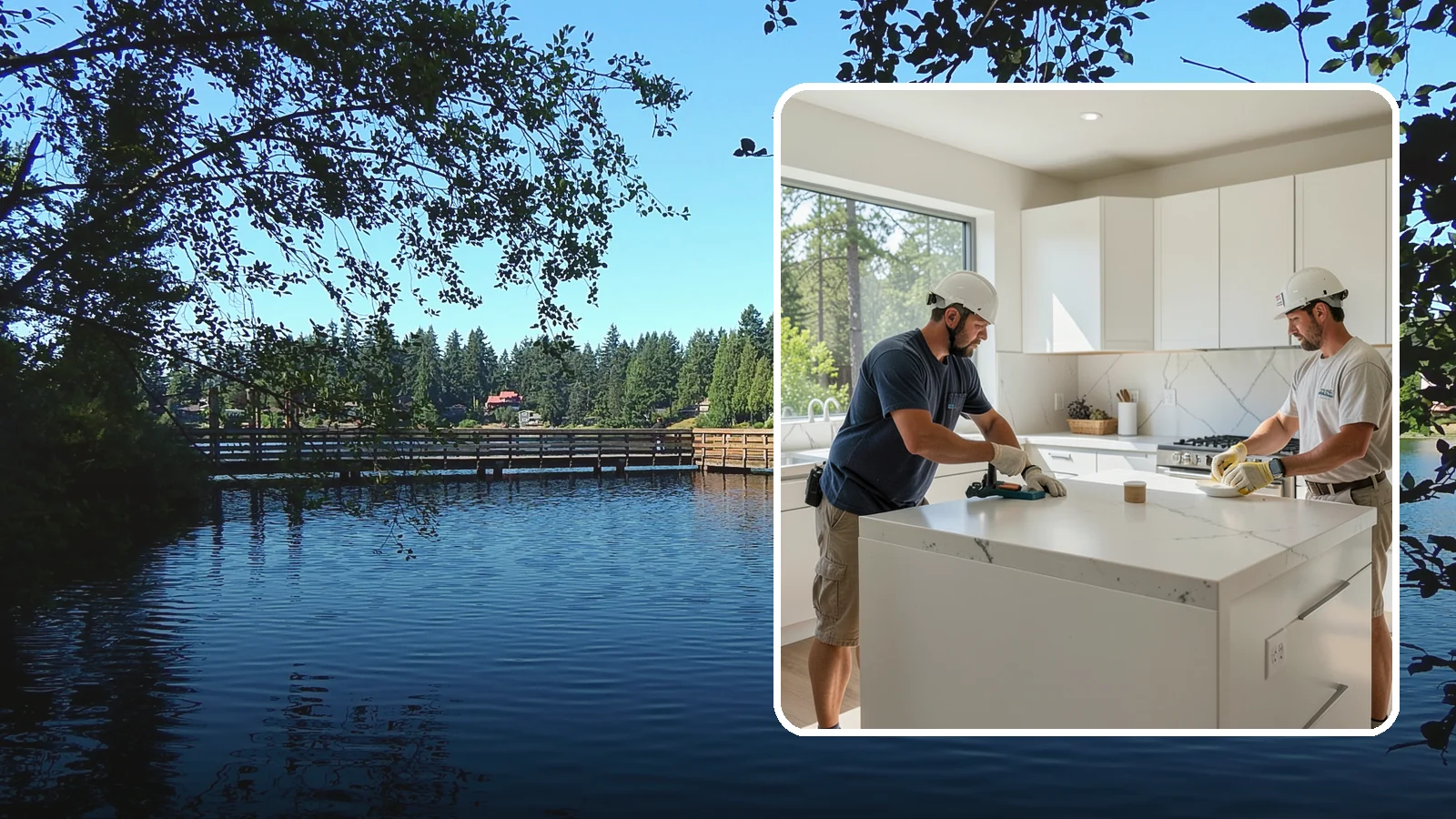 Solid Surface Countertop Installation in Federal Way, King County, WA - Seamless solid surface countertop installation with integrated sinks and virtually invisible joints.
