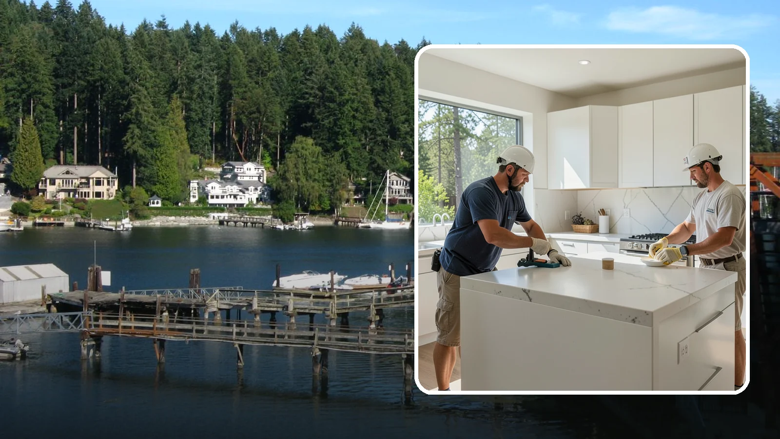 Solid Surface Countertop Installation in Gig Harbor, Pierce County, WA - Seamless solid surface countertop installation with integrated sinks and virtually invisible joints.