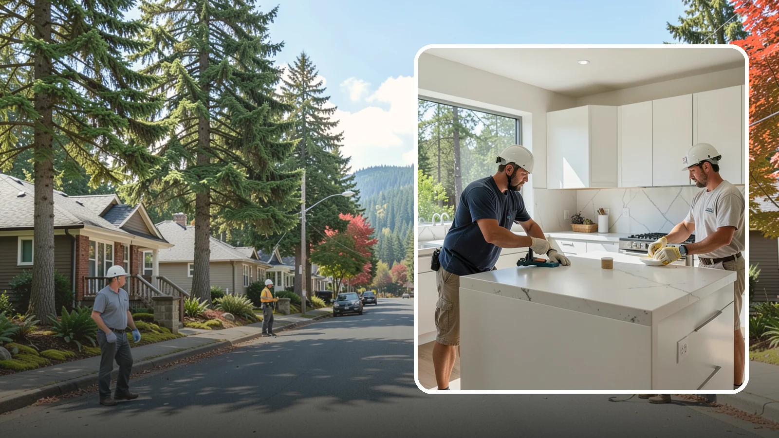 Solid Surface Countertop Installation in Hunts Point, King County, WA - Seamless solid surface countertop installation with integrated sinks and virtually invisible joints.