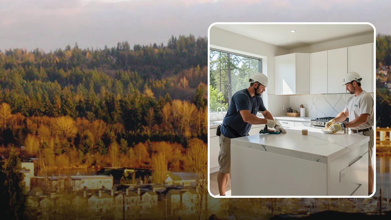 Solid Surface Countertop Installation in Kenmore, King County, WA - Seamless solid surface countertop installation with integrated sinks and virtually invisible joints.