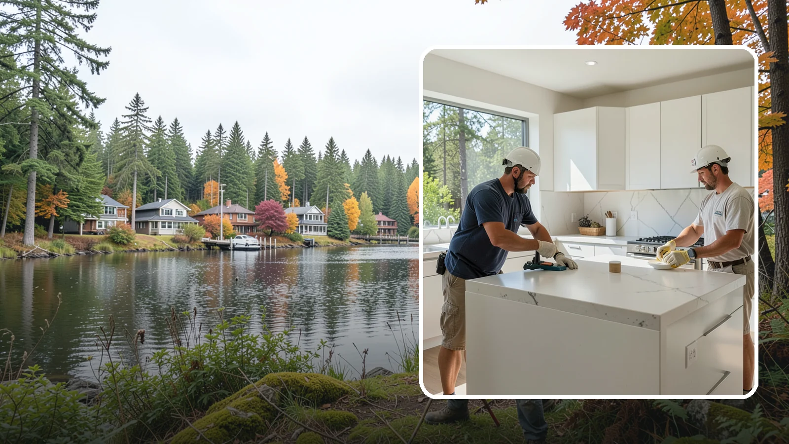 Solid Surface Countertop Installation in La Conner, Skagit County, WA - Seamless solid surface countertop installation with integrated sinks and virtually invisible joints.