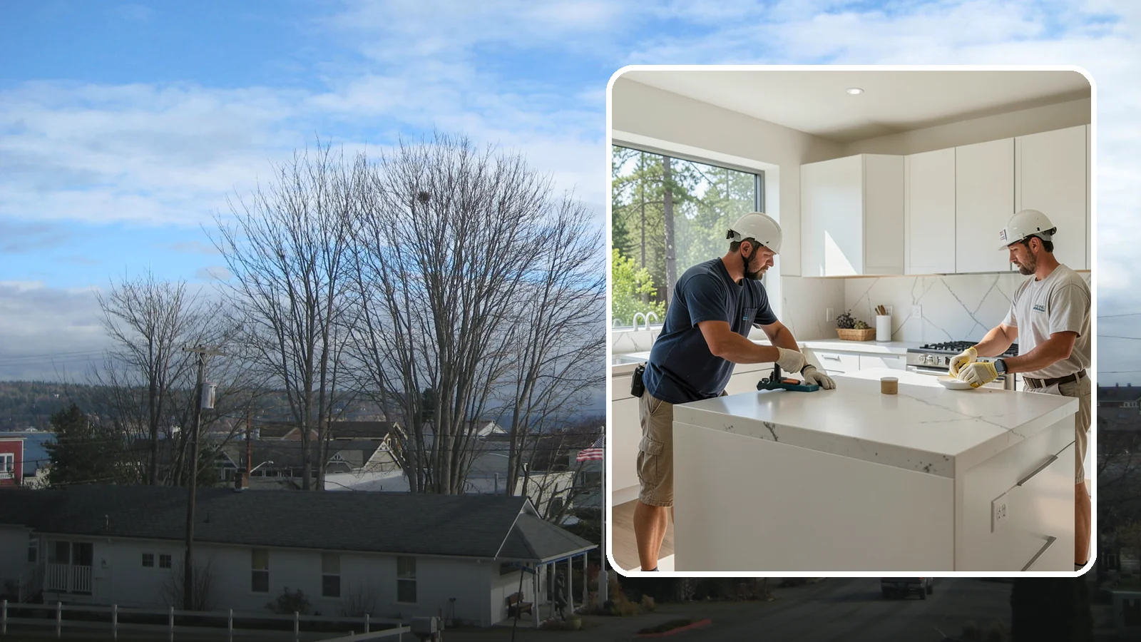 Solid Surface Countertop Installation in Langley, Island County, WA - Seamless solid surface countertop installation with integrated sinks and virtually invisible joints.