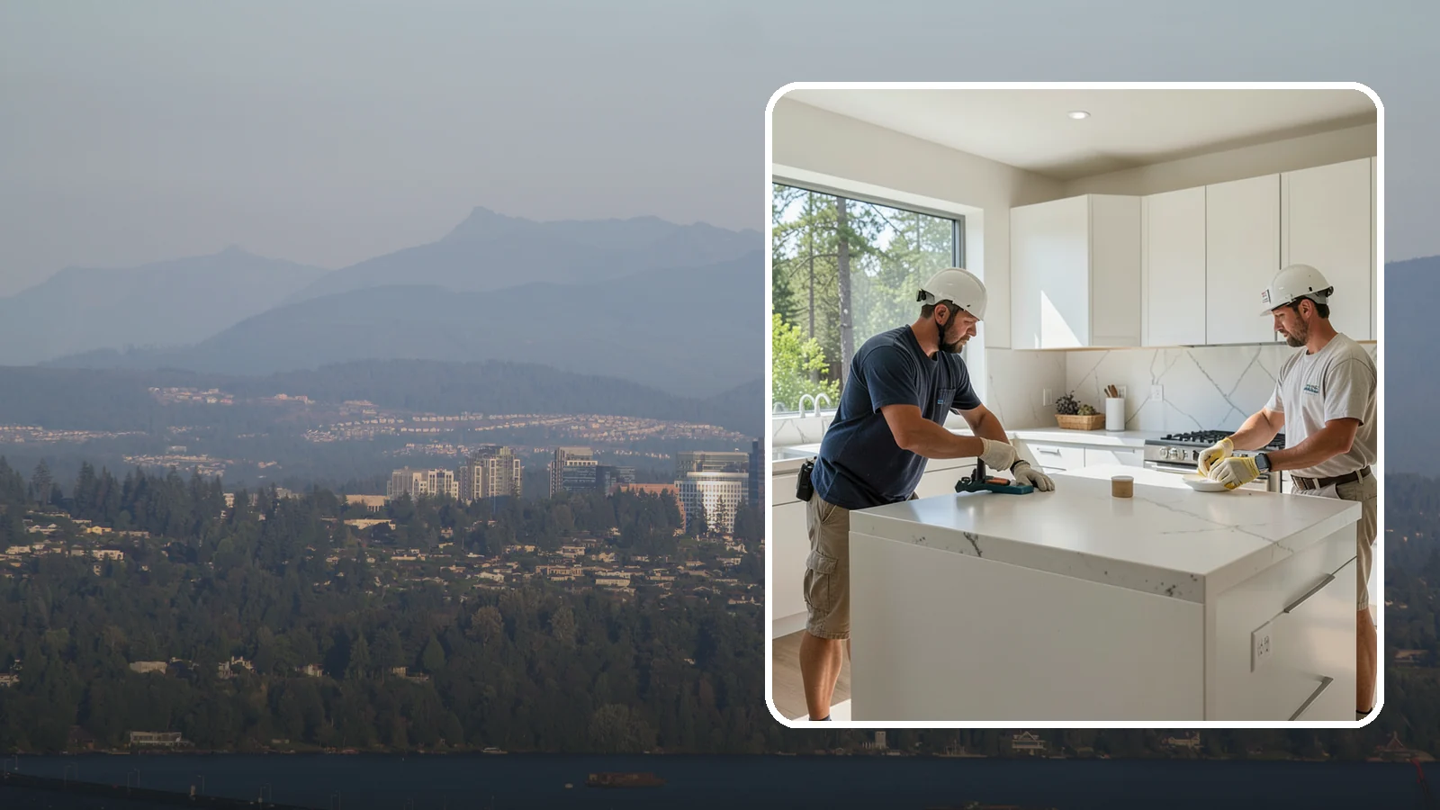 Solid Surface Countertop Installation in Medina, King County, WA - Seamless solid surface countertop installation with integrated sinks and virtually invisible joints.
