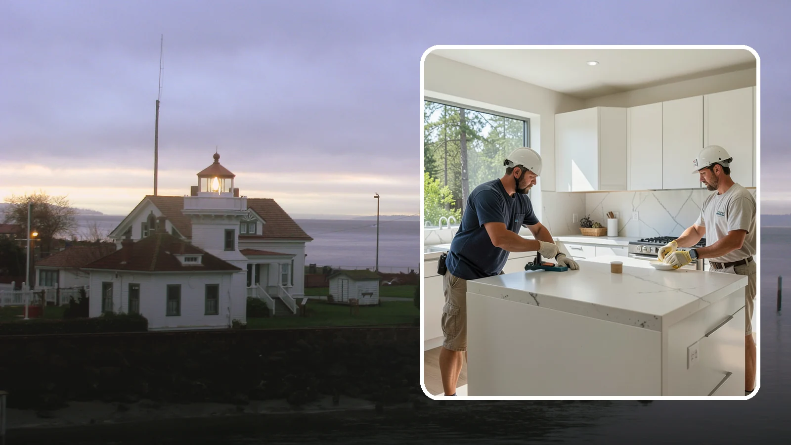 Solid Surface Countertop Installation in Mukilteo, Snohomish County, WA - Seamless solid surface countertop installation with integrated sinks and virtually invisible joints.